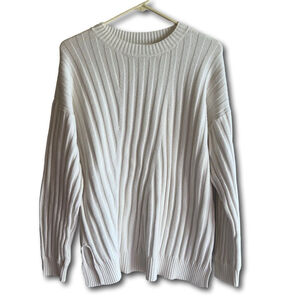 And Now This Women's Cable-Knit Sweater in Dazzling White Size Large